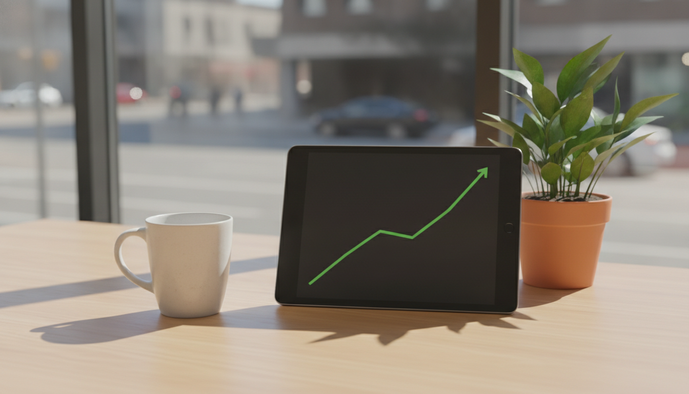 A small business owner looking at a graph showing why is seo worth it for small business growth